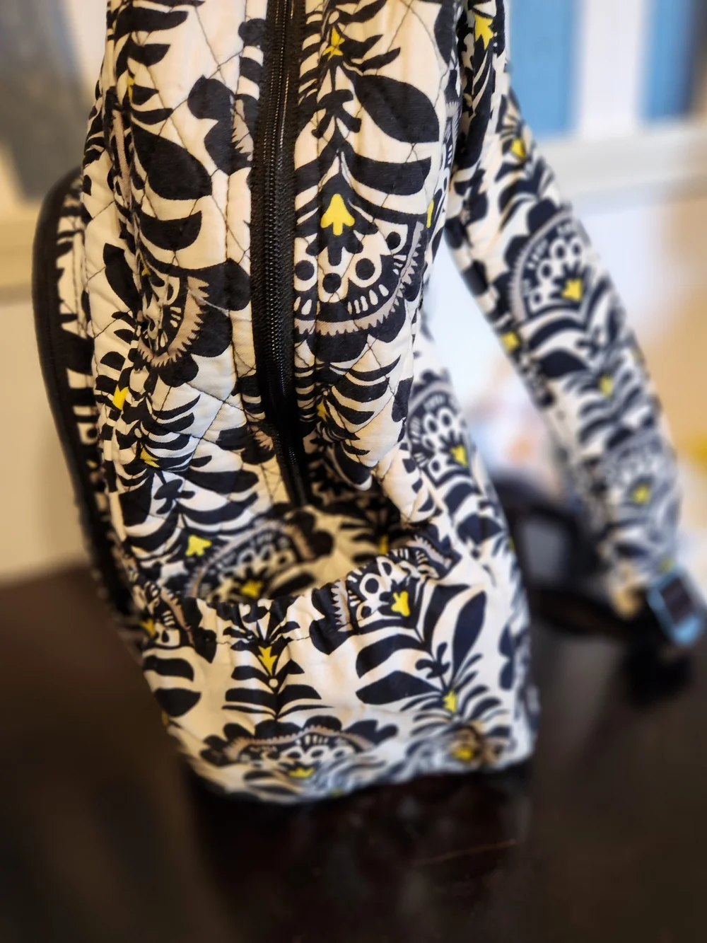 Vera Bradley Black White and Yellow Quilted Backpack